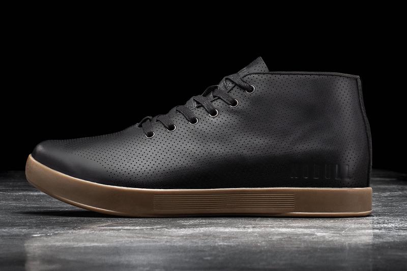 Nobull Dark Gum Leather Mid Women's Trainers Black | USA J1983P